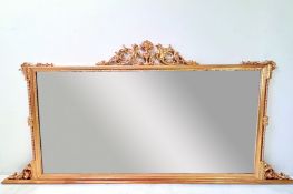 19TH CENTURY STYLE ITALIAN OVERMANTLE WITH GILT FRAME.
