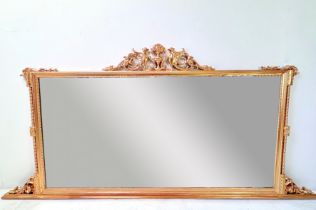 19TH CENTURY STYLE ITALIAN OVERMANTLE WITH GILT FRAME.