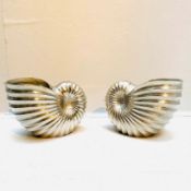 PAIR OF SEASHELL ICE BUCKETS IN POLISHED METAL.