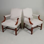 PAIR OF GEORGE III STYLE ARMCHAIRS (2).