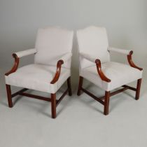 PAIR OF GEORGE III STYLE ARMCHAIRS (2).
