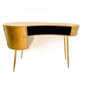 CONTEMPORARY GILT METAL KIDNEY SHAPED DESK.
