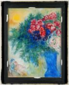 AFTER MARC CHAGALL. LES AMOUREUX AU BOUQUET DE FLEURS.
