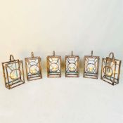 SET OF SIX ART DECO STYLE MIRROR BACKED WALL SCONCES.