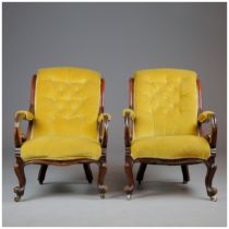 PAIR OF VICTORIAN MAHOGANY ARMCHAIRS (2).