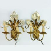 A PAIR OF ITALIAN HOLLYWOOD REGENCY TOLEWARE WALL LIGHTS (2).