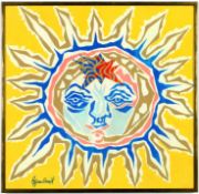JEAN LURCAT. YELLOW SUNBURST ON SILK. (d)