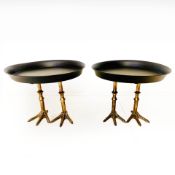 PAIR OF BIRDS FEET PLAZZAS IN BLACK AND GOLD.