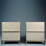 FBC LONDON CITY BEDSIDE TABLES, A PAIR.