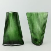 MURANO STYLE GLASS VASES, A PAIR.