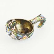 A RUSSIAN .88 SILVER-GILT ENAMEL KOVSH.