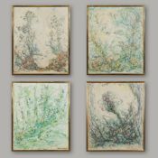 INGE SACHS, OILS ON CANVAS, A SET OF FOUR (4).
