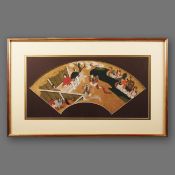 A FRAMED JAPANESE FAN.