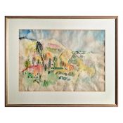 LANDSCAPE WITH TREES AND HILLS.