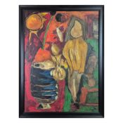 IN THE MANNER OF WALTER BATTISS (SOUTH AFRICA 1906 - 1982). INTERIOR WITH FIGURE.