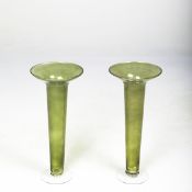 MURANO STYLE GLASS VASES, A PAIR.