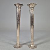 VASES, A PAIR, POLISHED METAL.