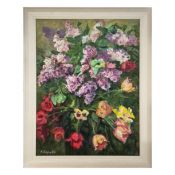 NATALIA ZARUBA (1915-2008). STILL LIFE WITH FLOWERS 1960s.