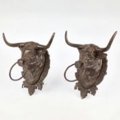 A PAIR OF BULL TOWEL RINGS. (2).