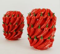 CHILLI VASES, A PAIR.
