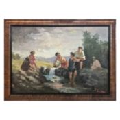 GRIGORI AGASYAN (1926-2008, ARMENIAN). BY THE STREAM 1950.