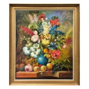 EMERIA DE GALLI. STILL LIFE WITH FLOWERS AND FRUIT.