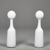 MURANO STYLE GLASS DECANTERS, A PAIR.