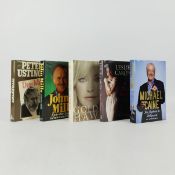 FIVE SIGNED, 1ST EDITION CELEBRITY AUTOBIOGRAPHIES, INCL. MICHAEL CAINE (5).