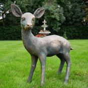 BABY FAWN DEER SCULPTURE IN BRONZED FINISH RESIN.