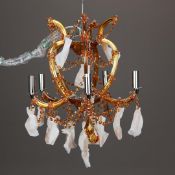 MURANO STYLE ORANGE GLASS CHANDELIER.