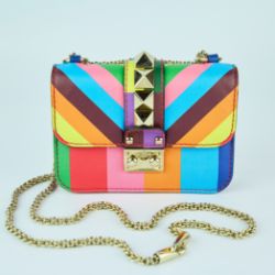 VALENTINO GARAVANI GLAM LOCK LEATHER SHOULDER BAG.