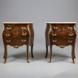 PAIR OF LOUIS XV STYLE BEDSIDE COMMODE WITH MARBLE TOPS.