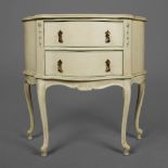 COMMODE, CREAM AND BLUE PAINTED.