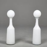 MURANO STYLE GLASS DECANTERS, A PAIR.