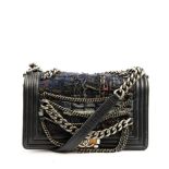 CHANEL MEDIUM BOY BAG IN DARK BLUE PATCHWORK