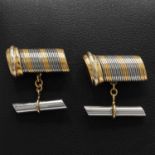 CARTIER, A PAIR OF WHITE AND YELLOW METAL CUFFLINKS