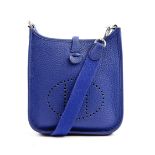 HERMES MINI EVELYNE BAG IN BLEU ZELLIGE CLEMENCE LEATHER