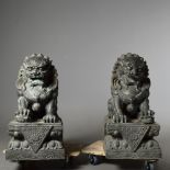 CAST BRONZE FOO DOGS (2)