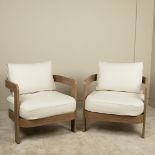 NTH DEGREE N3 OAK LOUNGE CHAIRS, A PAIR