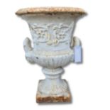 VICTORIAN WHITE PAINTED CAST IRON GARDEN URN