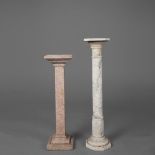 TWO PEDESTAL PLINTHS, INCLUDING ONE IN RED TERRAZZO
