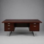 1970s ROSEWOOD AND CHROME EXECUTIVE DESK BY TREVOR CHINN FOR GORDON RUSSELL