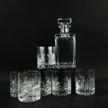 AN ATLANTIS WHISKY DECANTER AND SIX WHISKY TUMBLERS