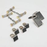 FOUR VARIOUS WHITE METAL CUFFLINKS