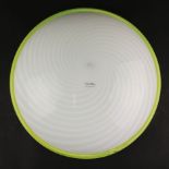 1980s ITALIAN MURANO SWIRL GLASS CEILING OR WALL LIGHT WITH YELLOW GLASS RIM