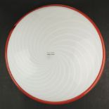 1980s ITALIAN MURANO SWIRL GLASS CEILING OR WALL LIGHT WITH RED GLASS RIM