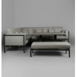 BRAMBLECREST BRISBANE V2 GREY FABRIC L SHAPE SOFA WITH RECTANGLE PISTON TABLE & BENCH. (3).