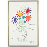 AFTER PABLO PICASSO BOUQUET OF FLOWERS ON SILK