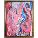 AFTER PABLO PICASSO DEMOISELLES D'AVIGNON ON SILK