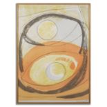 AFTER BARBARA HEPWORTH (BRITISH 1903-1975) ABSTRACT ON SILK